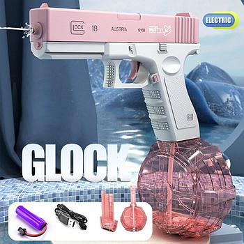CY016 Розовый Электрический водяной пистолет Глок с большой емкостью (стреляет водой, на аккум) 16*23см