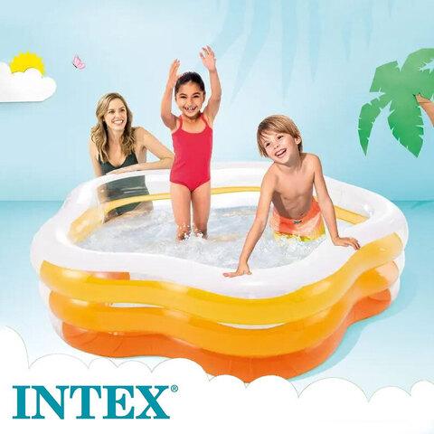 Бассейн с надувным дном детский «Лягушатник» {185х180х53см} INTEX Wet Set Collection (Оранжевый) - фото 2 - id-p108176459