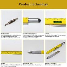 Мультитул-ручка 6 в 1 TOMTOSH [шариковая ручка-2 отвертки-стилус-уровень-линейка] (Серебряный), фото 3