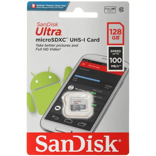 SanDisk Ultra microSDXC [SDSQUNR-128G-GN6MN] флеш (flash) карты (SDSQUNR-128G-GN6MN) - фото 1 - id-p108177877