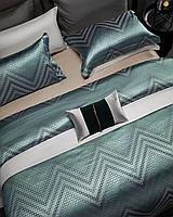 Комплект постельного белья двуспальный из сатин-жаккарда с геометрическим принтом
