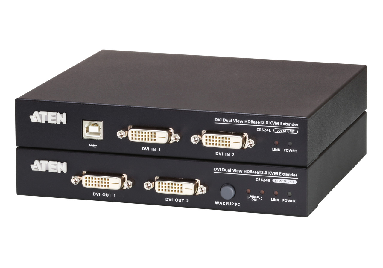 USB, DVI, КВМ-удлинитель c поддержкой Dual View и HDBaseT 2.0 (1920 x 1200 @100 м) CE624 ATEN - фото 1 - id-p108184843