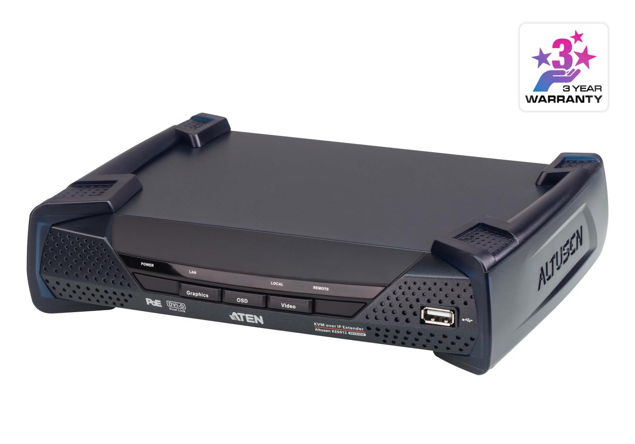 2K DVI-D Dual Link KVM-удлинитель с доступом по IP и поддержкой PoE (приемник) KE6912R ATEN - фото 1 - id-p108186919