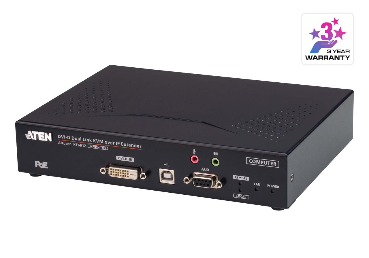 2K DVI-D Dual Link KVM-удлинитель с доступом по IP и поддержкой PoE (передатчик)  KE6912T ATEN