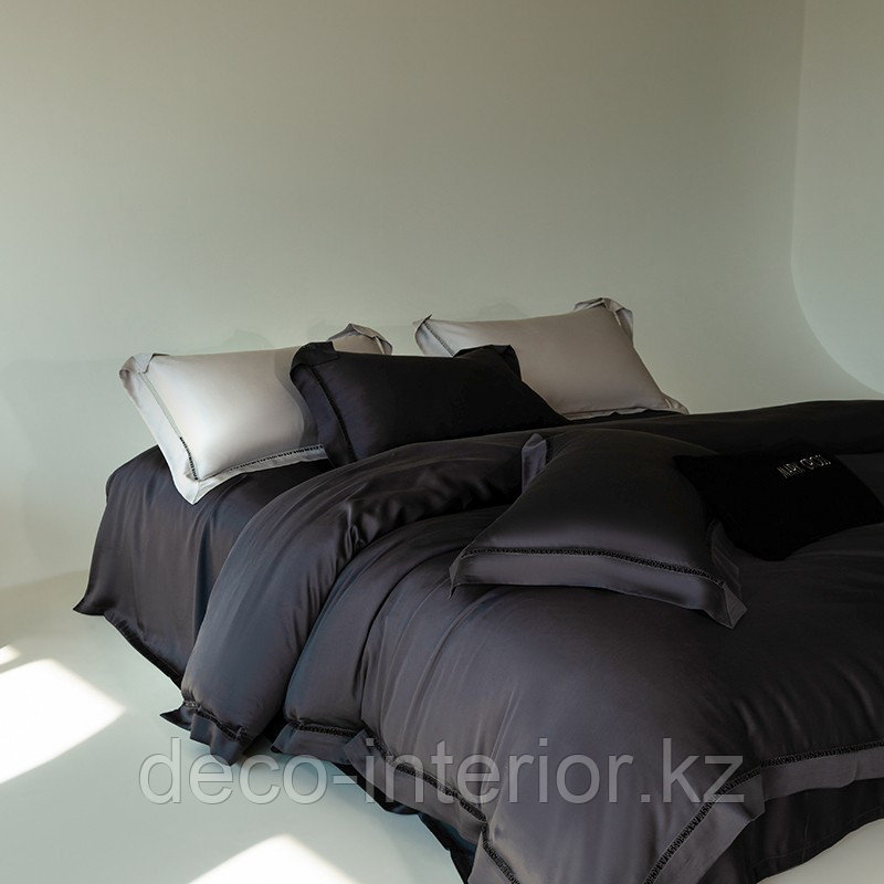 Комплект однотонного постельного белья из тенселя и сатина с вышивкой - фото 4 - id-p108146457