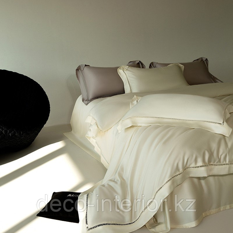 Комплект однотонного постельного белья из тенселя и сатина с вышивкой - фото 8 - id-p108146471