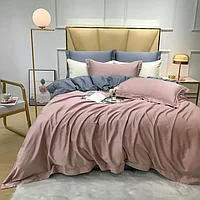 Комплект постельного белья SATIN LUX однотонное с контрастным отворотом и простынью