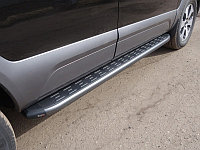 Пороги алюминиевые с пластиковой накладкой (карбон серые) 1920 мм ТСС для Kia Mohave 2020-