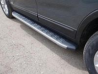 Пороги алюминиевые с пластиковой накладкой (карбон серые) 1720 мм ТСС для Kia Sorento 2 2012-2020