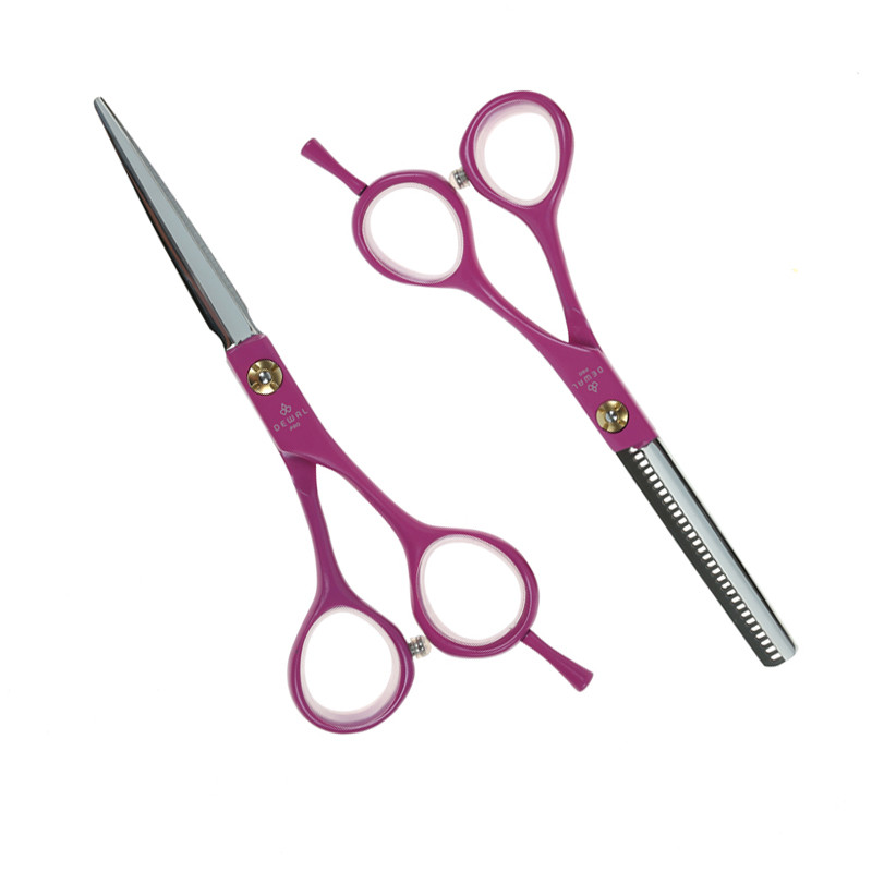 DEWAL Набор из двух парикмахерских ножниц 5,5" розового цвета в чехле