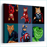 Картина по номерам "Кот в стиле Marvel" (Марвел) Поп-Арт (40х50)