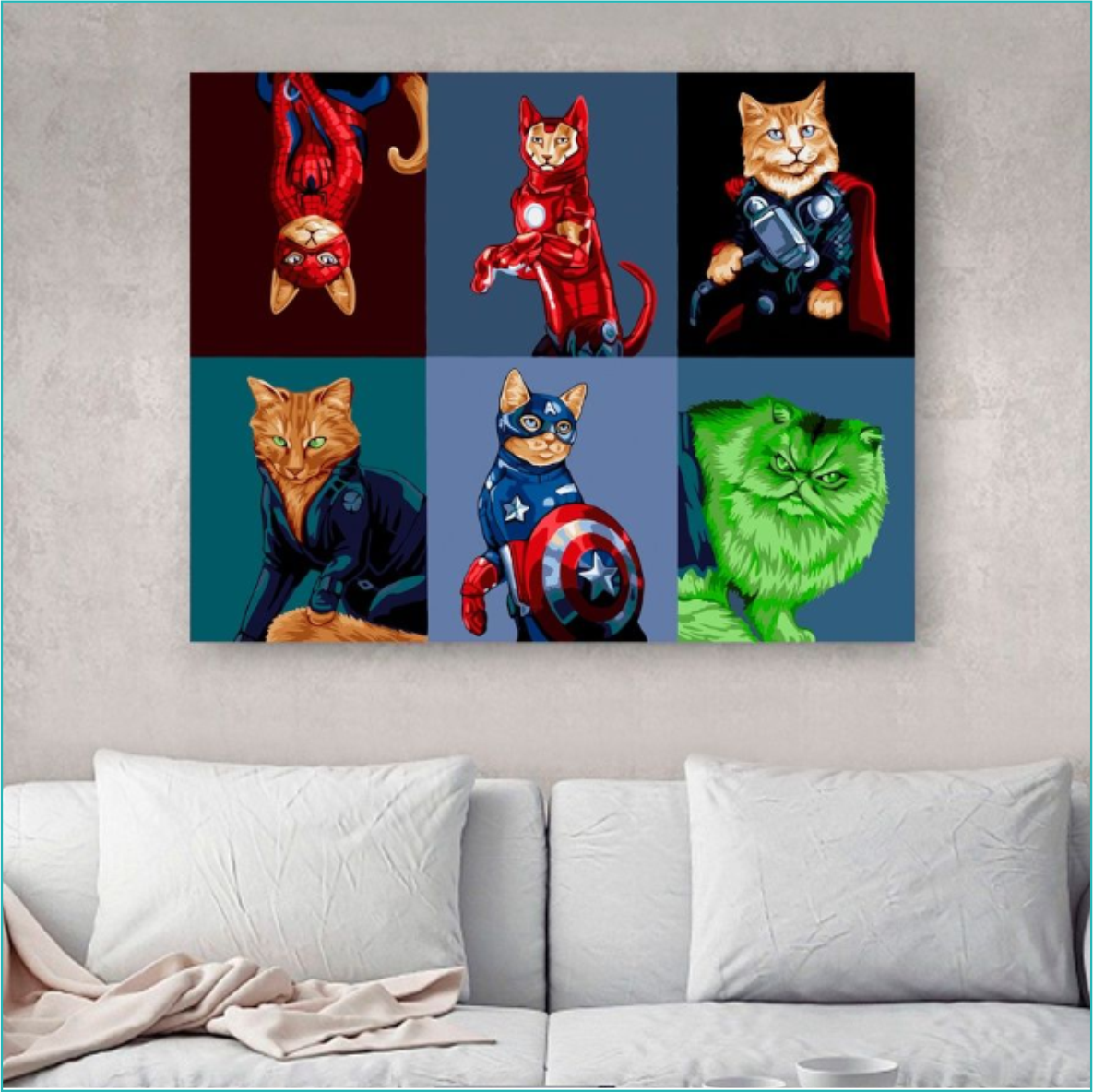 Картина по номерам "Кот в стиле Marvel" (Марвел) Поп-Арт (40х50) - фото 3 - id-p108194663