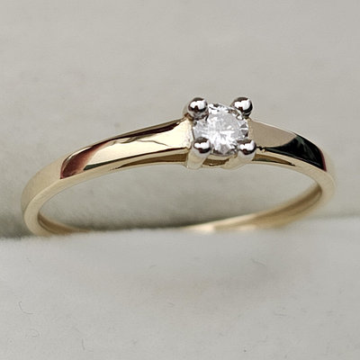 Золотое кольцо с бриллиантами 0.084 Сt  I1/I, VG - Cut 16 размер