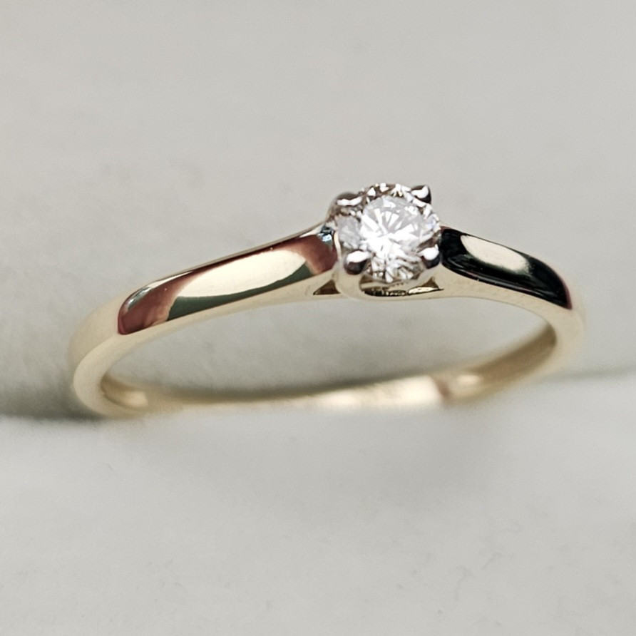 Золотое кольцо с бриллиантами 0.143 Сt  VS2/K, VG - Cut 17 размер