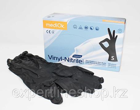 Перчатки ВИТРИЛ MediOk смотровые неопудренные,нестирильные ЧЕРНЫЕ, размер S, уп 50 пар, фото 2