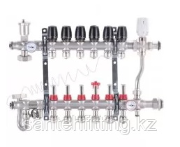 Коллектор со встроенным смесит. узлом 1х6 SUS304 для теплого пола и радиаторов отопления и евроконусами 3/4х16 - фото 1 - id-p108144988