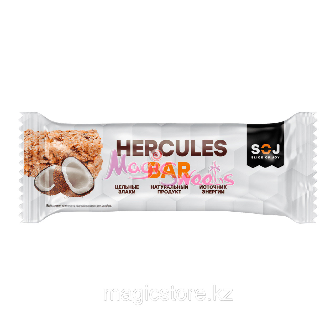 SOJ Батончик Злаковый "HERCULES BAR" с кокосовым вкусом 40 гр./ Упаковка 20 шт./ Россия