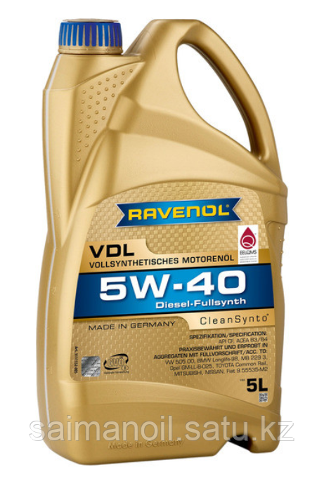 Моторное масло RAVENOL VDL SAE 5W40 /синтетическое (5л) - фото 1 - id-p107632287