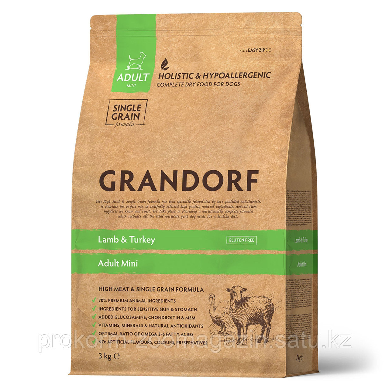 GRANDORF Грандорф ADULT MINI для взрослых собак маленьких пород беззерновой с ягненком и рисом, 3 кг - фото 1 - id-p96270127