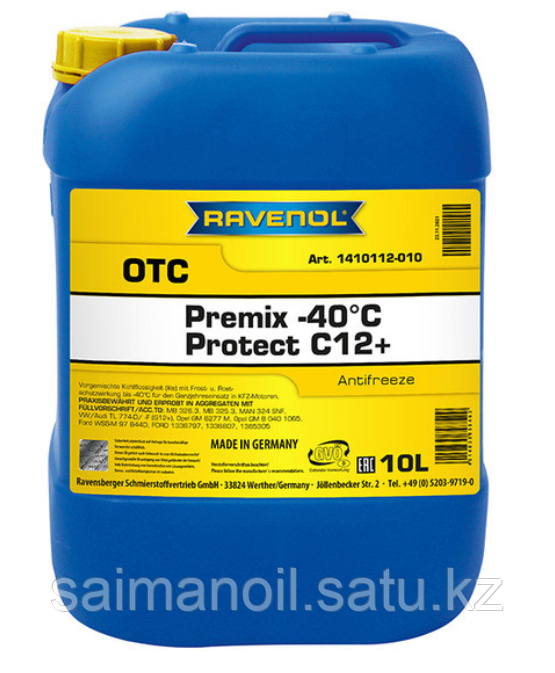 RAVENOL OTC Protect C12+ Premix -40°C готовый к применению антифриз на основе 1.2-Ethandiol (моно этиленглик - фото 1 - id-p107632420
