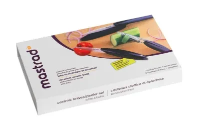 Набор Mastrad 2 ножа 7.6 и 10см, нож для чистки овощей с керамическими белыми лезвиями F22267 - фото 3 - id-p108210149