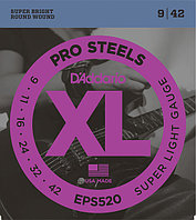 Струны для электрогитары Super Light 9-42 D`Addario, XL PRO STEEL, EPS520