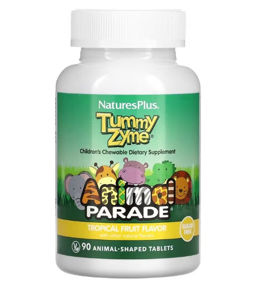 NaturesPlus, Source of Life, Animal Parade, Tummy Zyme с активными ферментами, цельными продуктами и пробиотик