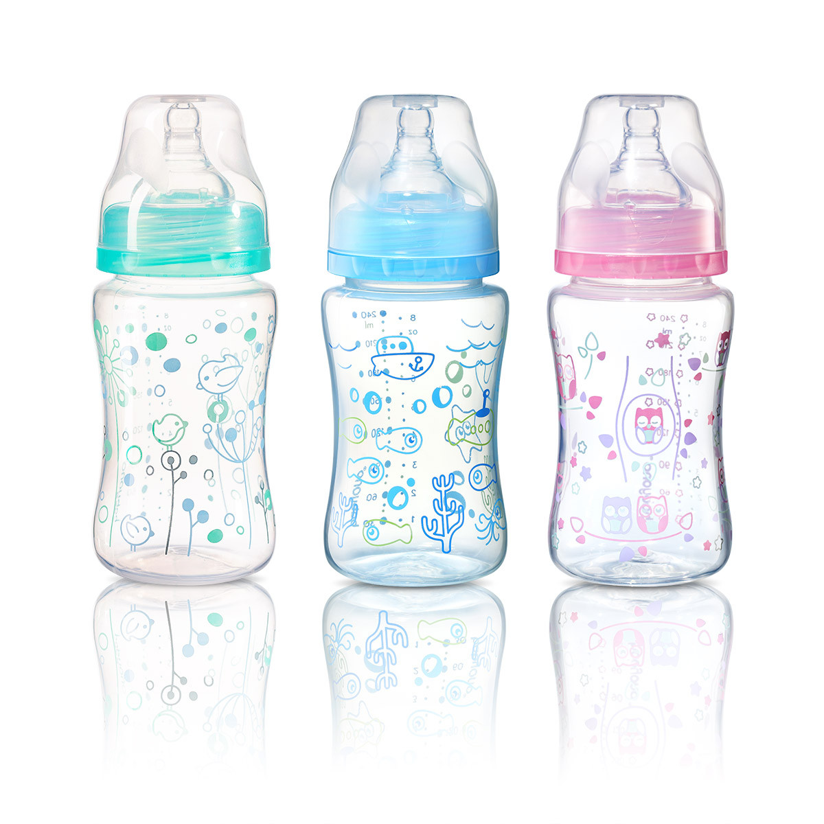 Антиколиковая бутылка с широким горлышком BabyOno 240 ml - фото 1 - id-p71179360