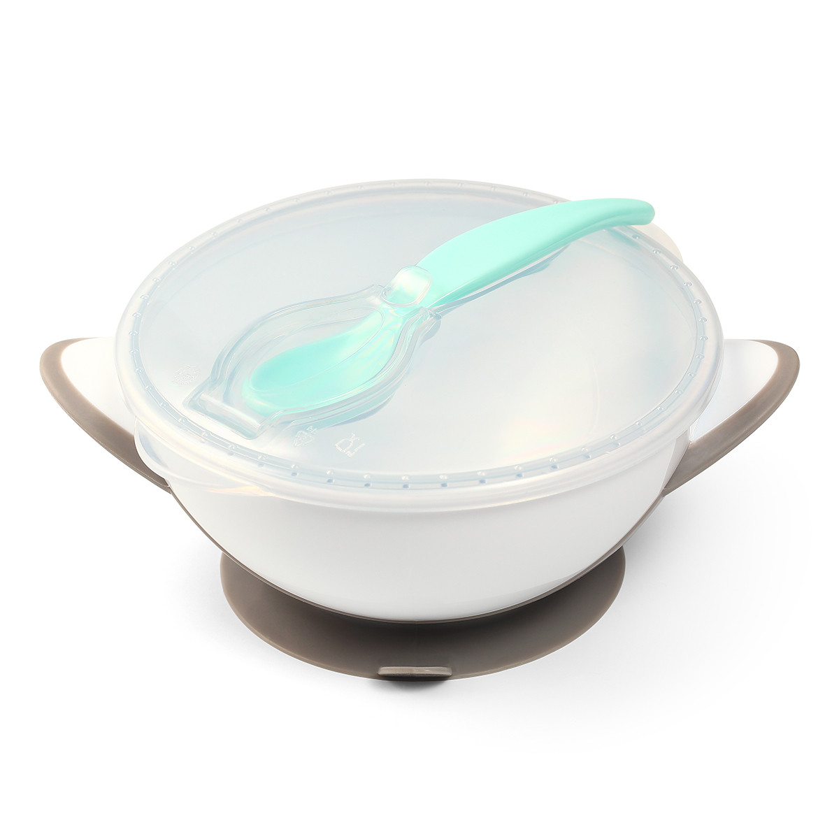 Набор для кормления BabyOno: тарелка на присоске и ложка, 6+, BPA-free