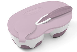 Контейнер для детской еды на прогулку Babyono, 2 секции, с ложечкой и отсеком для ложки, 6+, BPA-fre