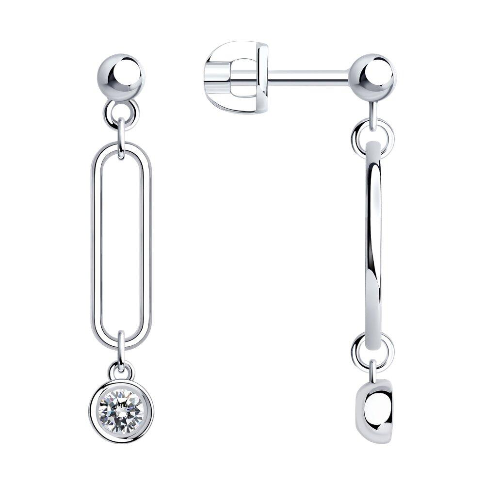 Серьги из серебра с фианитами  94026040 ,  коллекц. SKLV, фото 1