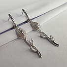 Серьги из серебра с фианитами Италия J986, фото 2