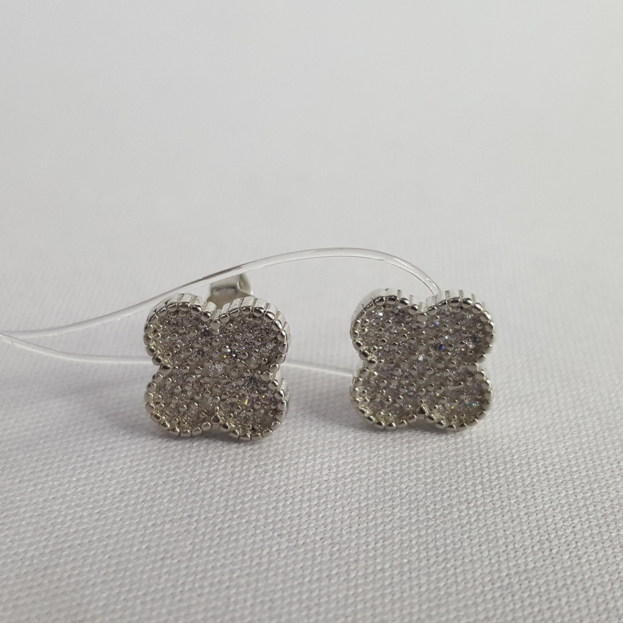 Серьги из серебра с фианитами Италия J697, фото 1