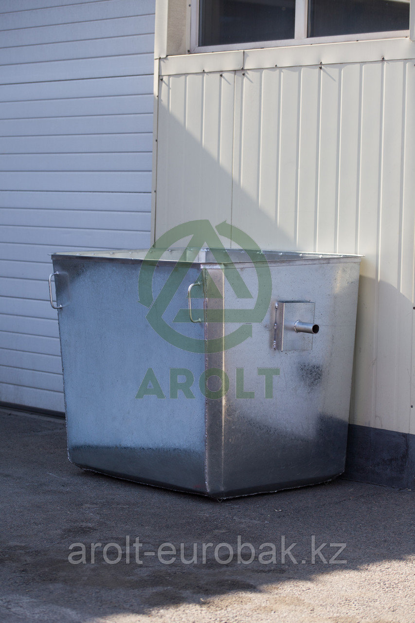 Оцинкованный нержавеющий мусорный контейнер для ТБО объемом 1100 литров (евро), без колес без крышки - фото 1 - id-p74970536