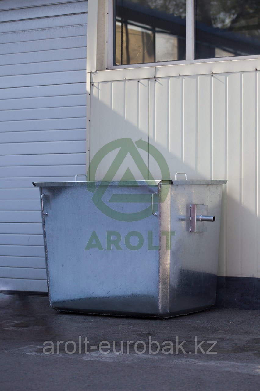 Оцинкованный нержавеющий мусорный контейнер для ТБО объемом 1100 литров (Евро контейнер), с крышкой! - фото 1 - id-p78178495