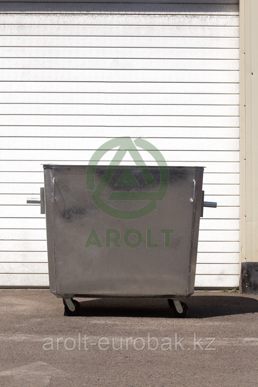 Оцинкованный нержавеющий мусорный контейнер для ТБО объемом 1100 литров (Евро контейнер), на колесах - фото 2 - id-p78178482