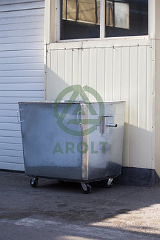 Оцинкованный нержавеющий мусорный контейнер для ТБО объемом 1100 литров (Евро контейнер), на  колесах