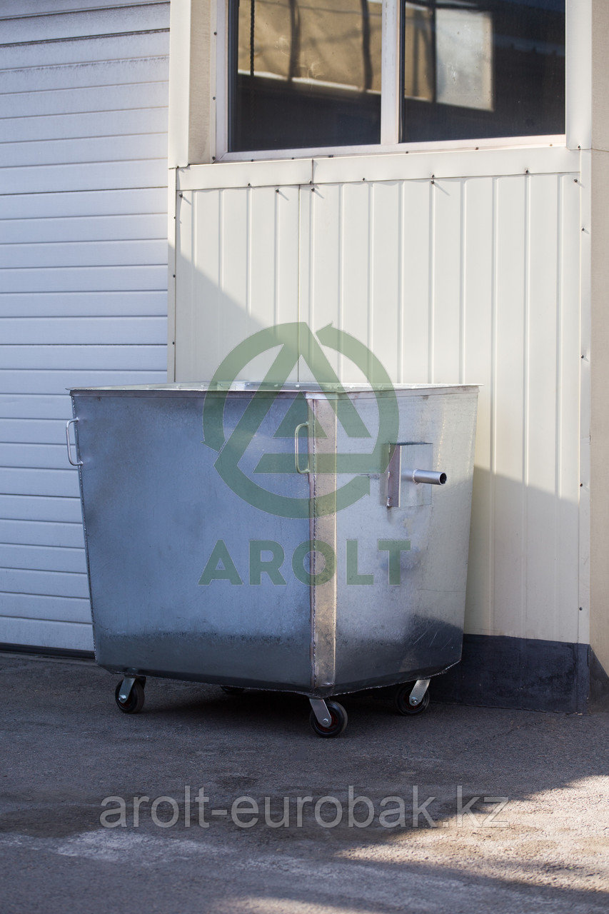 Оцинкованный нержавеющий мусорный контейнер для ТБО объемом 1100 литров (Евро контейнер), на колесах - фото 1 - id-p78178482