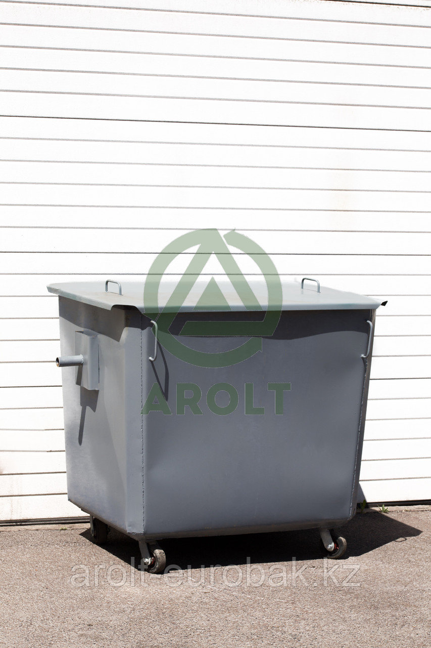 Мусорный контейнер для ТБО МЕТАЛ 2ММ 1,1 м3 (с НДС%) на колесах с крышкой - фото 2 - id-p107576072