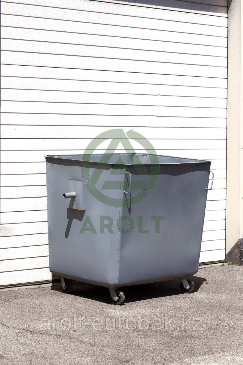 Мусорный контейнер для ТБО МЕТАЛ 2ММ 1,1 м3 (с НДС%) на колесах без крышки - фото 2 - id-p107576071