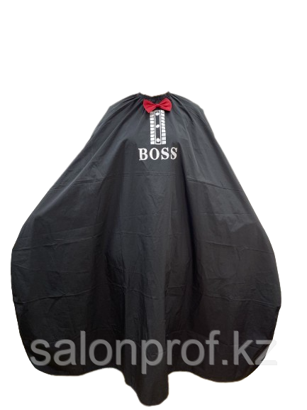 Пеньюар для барбера AISULU 17-8 BOSS (с красным бантиком) черный №91891(2) - фото 1 - id-p76698714