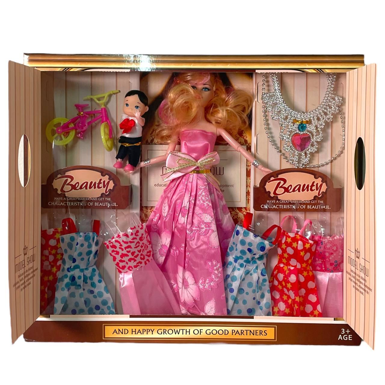 9538 Кукла Model show с мальчиком, 6 платьев, аксесуары, 38*32см