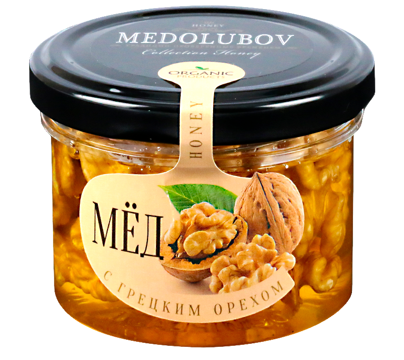 Мёд Медолюбов с грецким орехом 125мл - фото 1 - id-p108222077