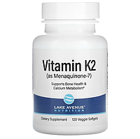 Витамин К2, 50 мкг, 120 растительных капсул, Lake Avenue Nutrition