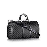 Мужская дорожная сумка Louis Vuitton Keepall 50 с плечевым ремнем, серая клетка