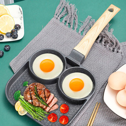 Сковорода для завтрака с отделениями с антипригарным гранитным покрытием Burger Pan (3 секции), фото 2