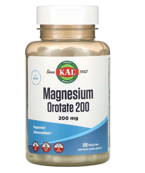 KAL, магния оротат 200, 50 мг, 120 вегетарианских капсул - фото 1 - id-p108229488