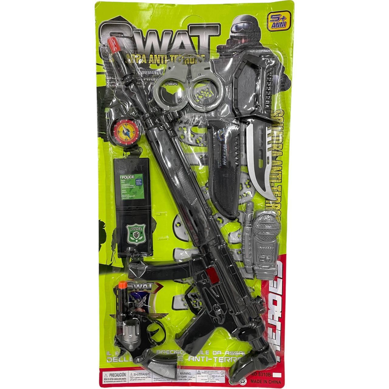 8310В SWAT POLICE н-р 8 предметов на картонке (автомат, револьвер, компас) 57*28см