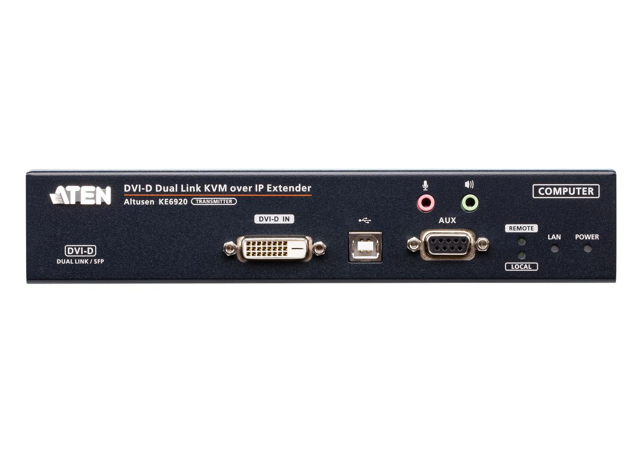 2K DVI-D Dual Link KVM-удлинитель с доступом по IP и двумя слотами SFP (передатчик) KE6920T ATEN - фото 2 - id-p108232074