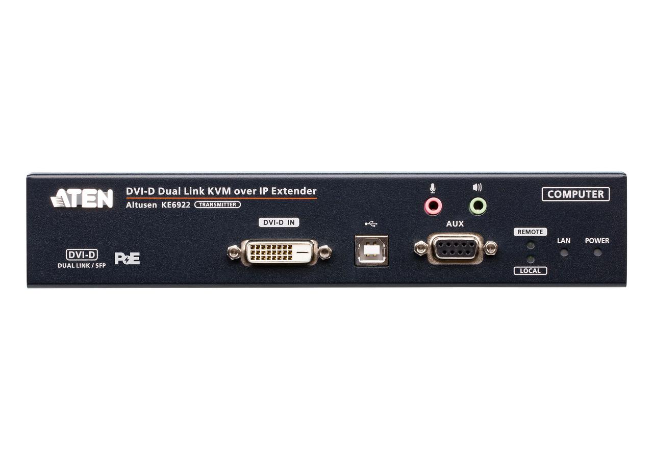 2K DVI-D Dual Link KVM-удлинитель с доступом по IP, двумя слотами SFP (передатчик) KE6922T ATEN - фото 2 - id-p108232115